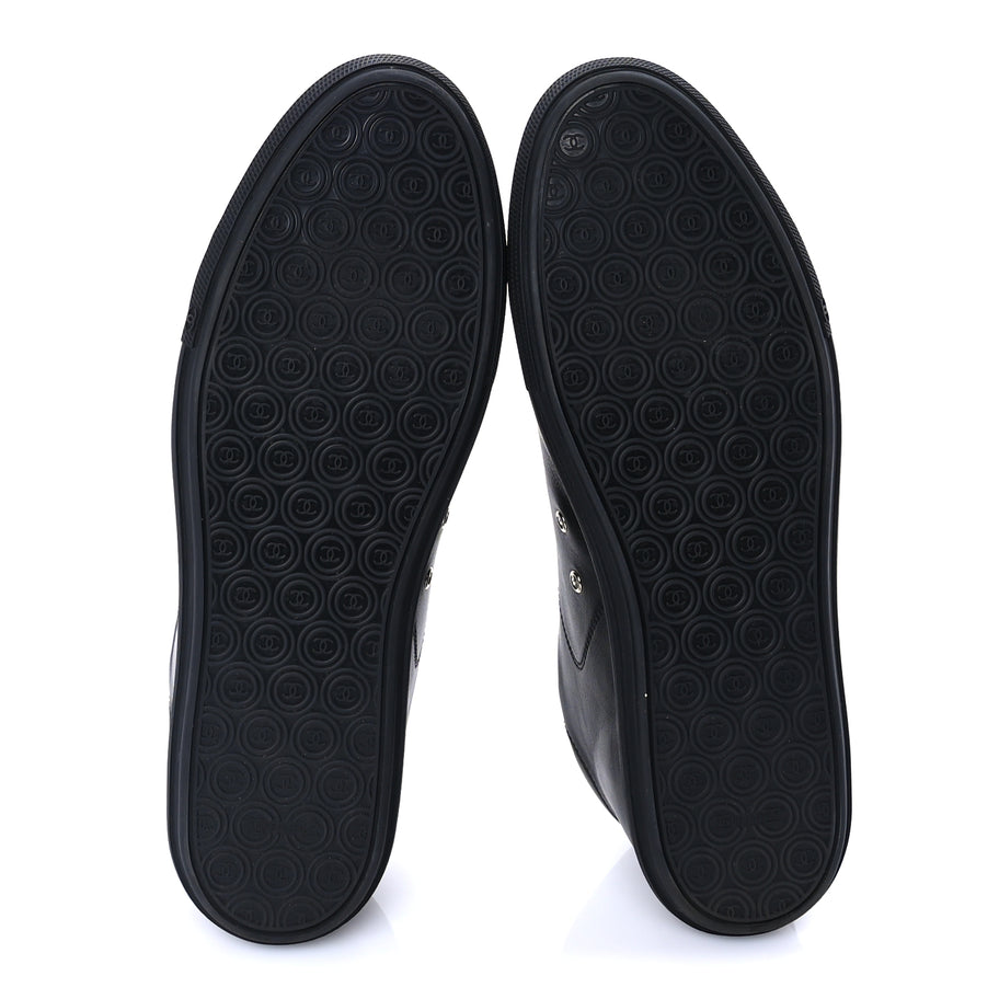 Chanel Calfskin Mens CC Cap Toe Sneakers 41 Black Image 6