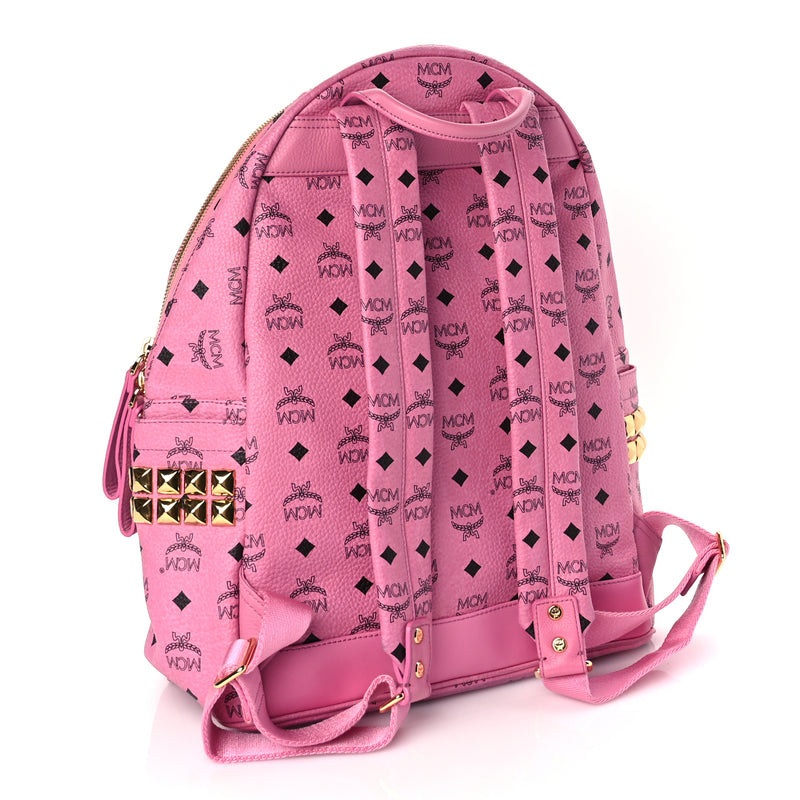  MCM Visetos Medium Side Studs Stark Backpack Pink