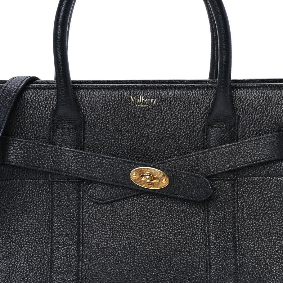 Mulberry Classic Grain Small Bayswater Zip Tote  Black Image 6