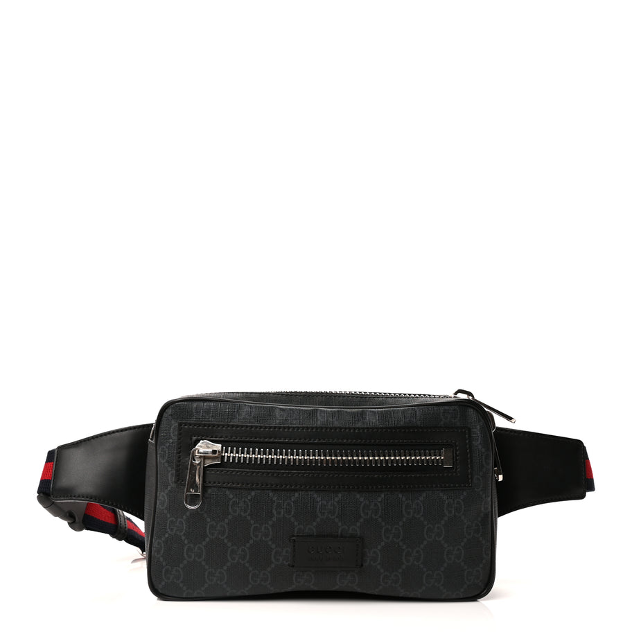Gucci Soft GG Supreme Monogram Web Belt Bag  Black Grey Image 1