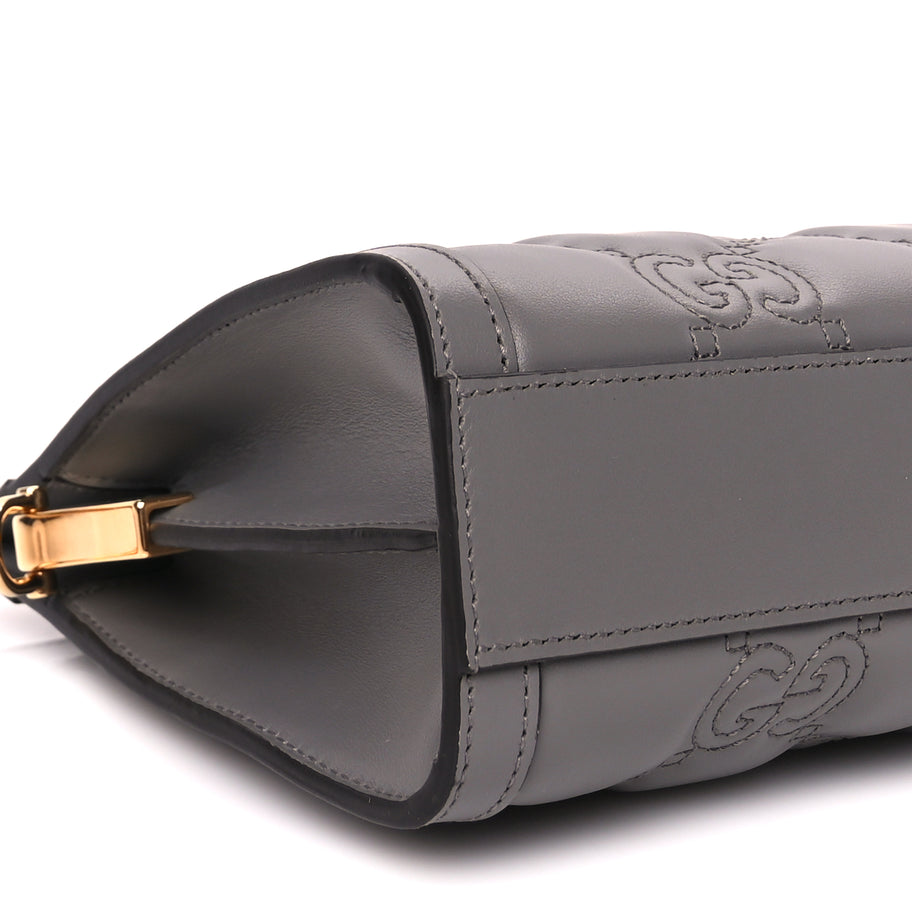 Gucci Calfskin GG Matelasse Small Slim Chain Shoulder Bag  Dusty Grey Image 8