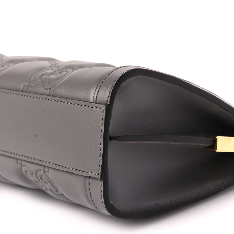 Gucci Calfskin GG Matelasse Small Slim Chain Shoulder Bag  Dusty Grey Image 9