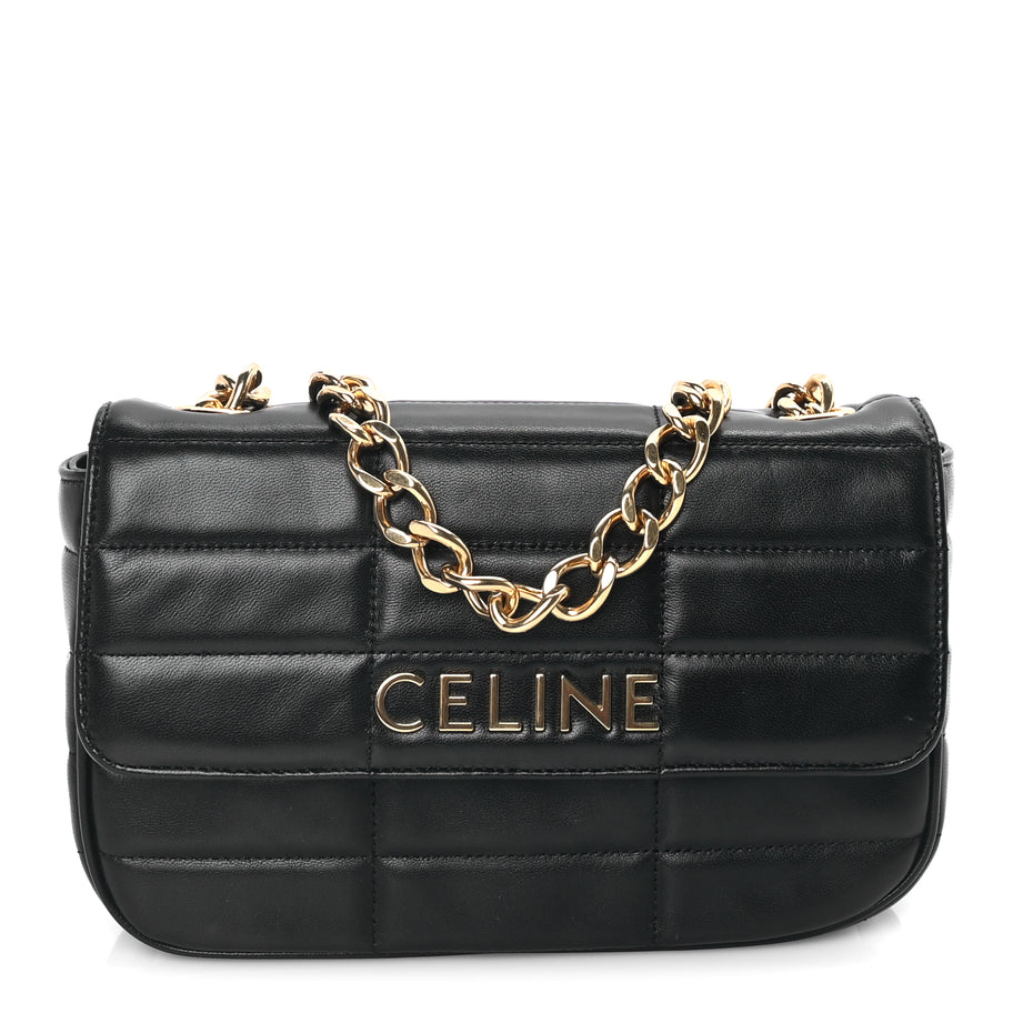 Celine Goatskin Matelasse Chain Shoulder Bag  Black Image 1