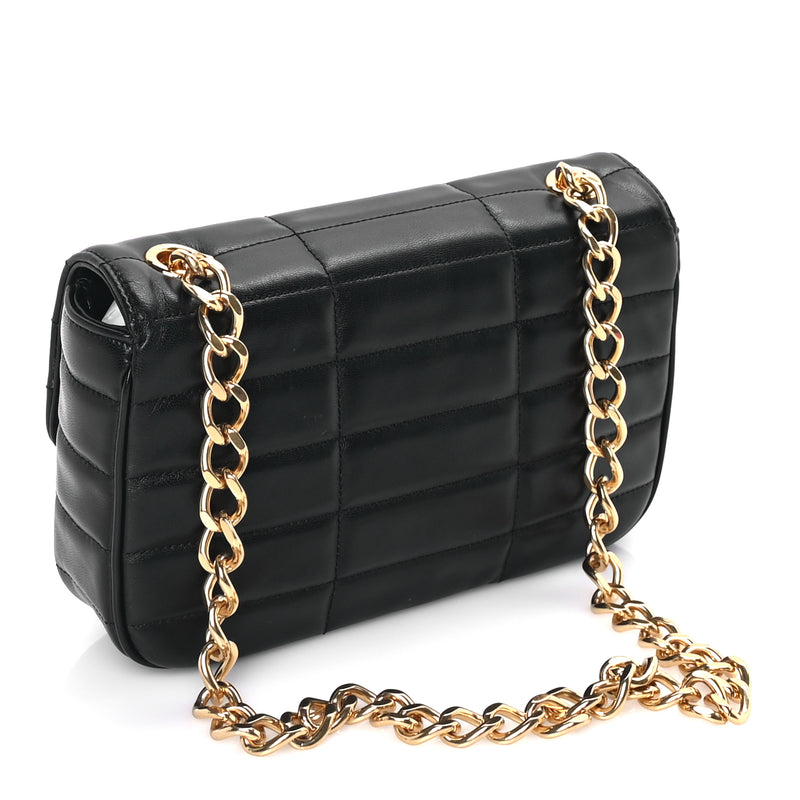  Celine Goatskin Matelasse Chain Shoulder Bag  Black