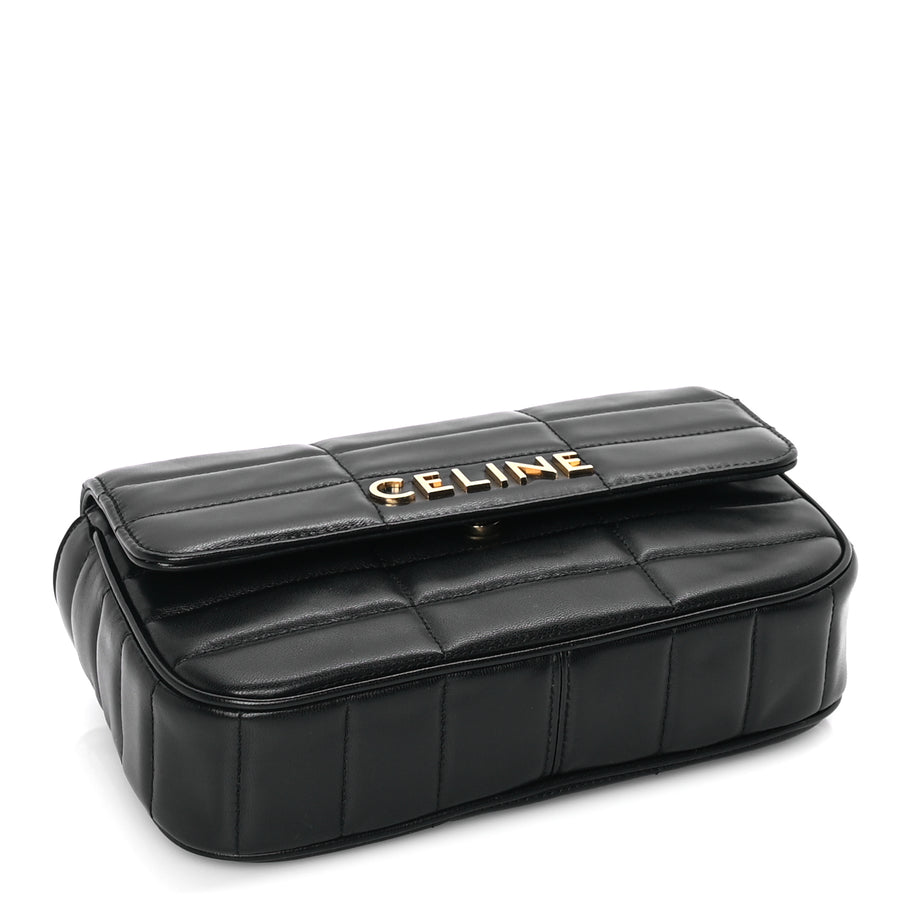 Celine Goatskin Matelasse Chain Shoulder Bag  Black Image 3