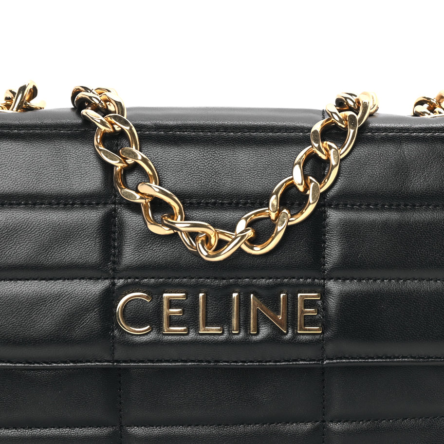 Celine Goatskin Matelasse Chain Shoulder Bag  Black Image 6