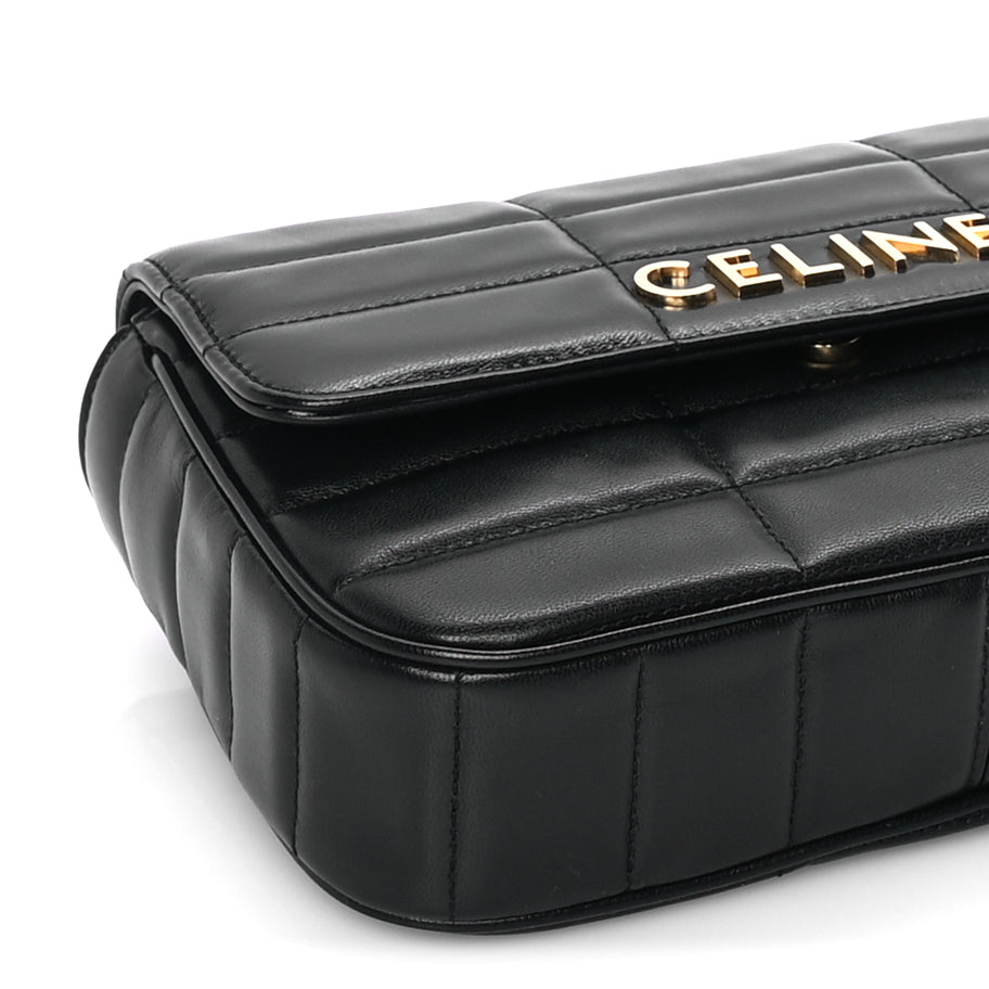Celine Goatskin Matelasse Chain Shoulder Bag  Black Image 7
