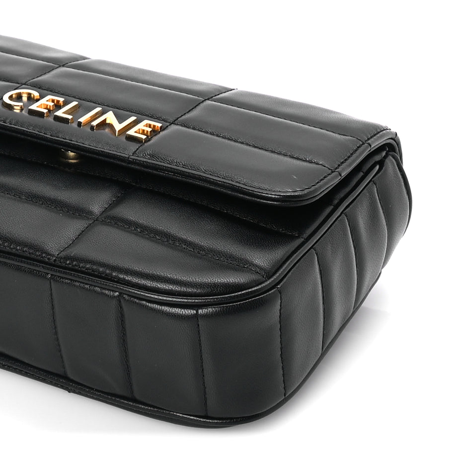 Celine Goatskin Matelasse Chain Shoulder Bag  Black Image 8