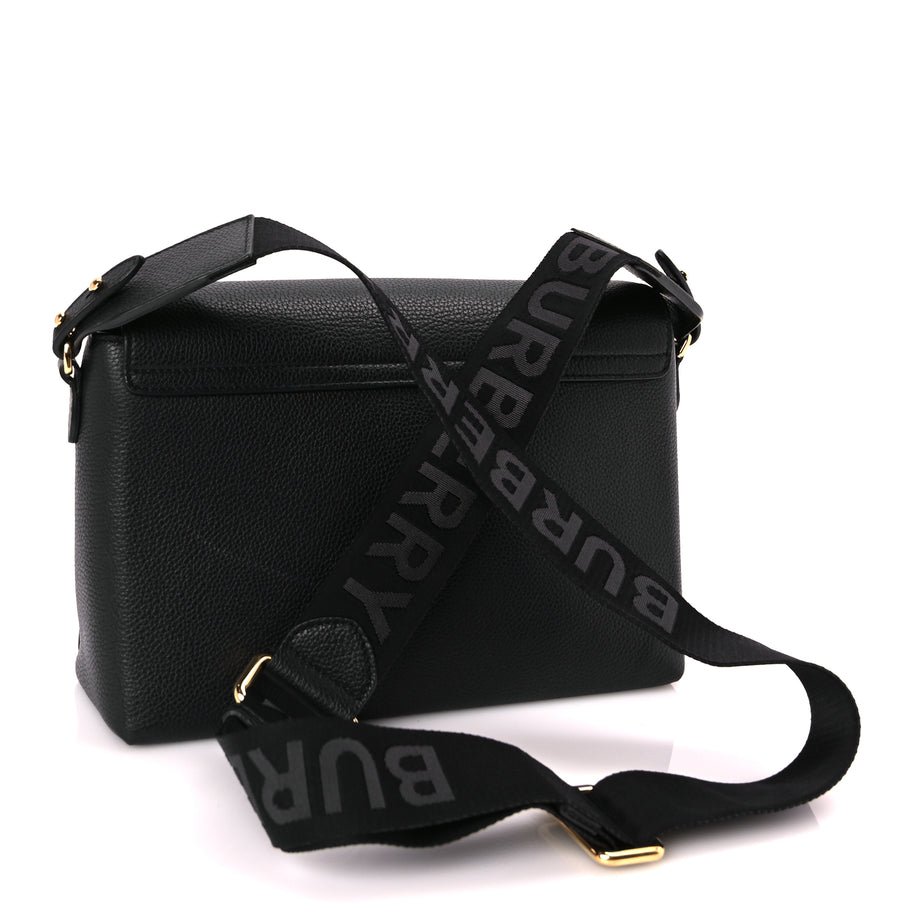 Burberry Coated Canvas Calfskin Vintage Check Medium Note Crossbody Bag Black Image 2