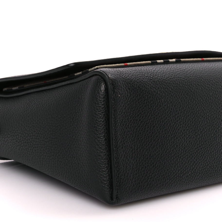 Burberry Coated Canvas Calfskin Vintage Check Medium Note Crossbody Bag Black Image 7
