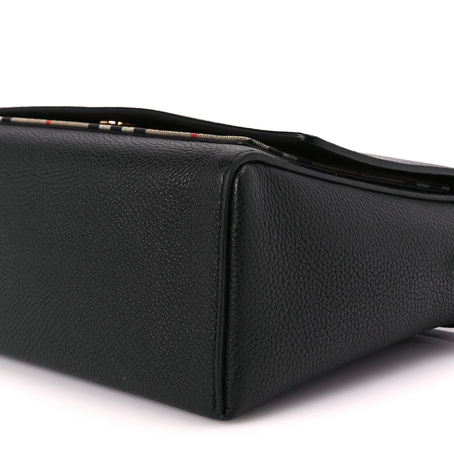 Burberry Coated Canvas Calfskin Vintage Check Medium Note Crossbody Bag Black Image 8