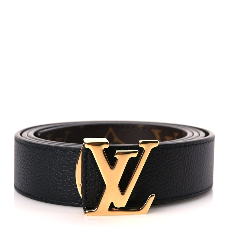  Louis Vuitton Calfskin Monogram 30mm LV Initiales Reversible Belt 100 40 Black