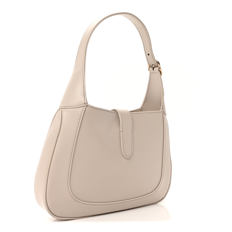  Gucci Ancora Calfskin Web Small Jackie Shoulder Bag Light Grey
