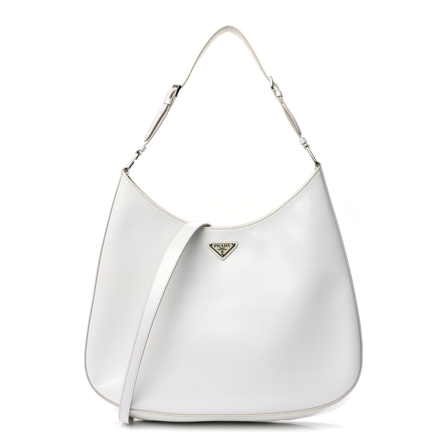 Prada Spazzolato Maxi Cleo Adjustable Strap Shoulder Bag White Image 1