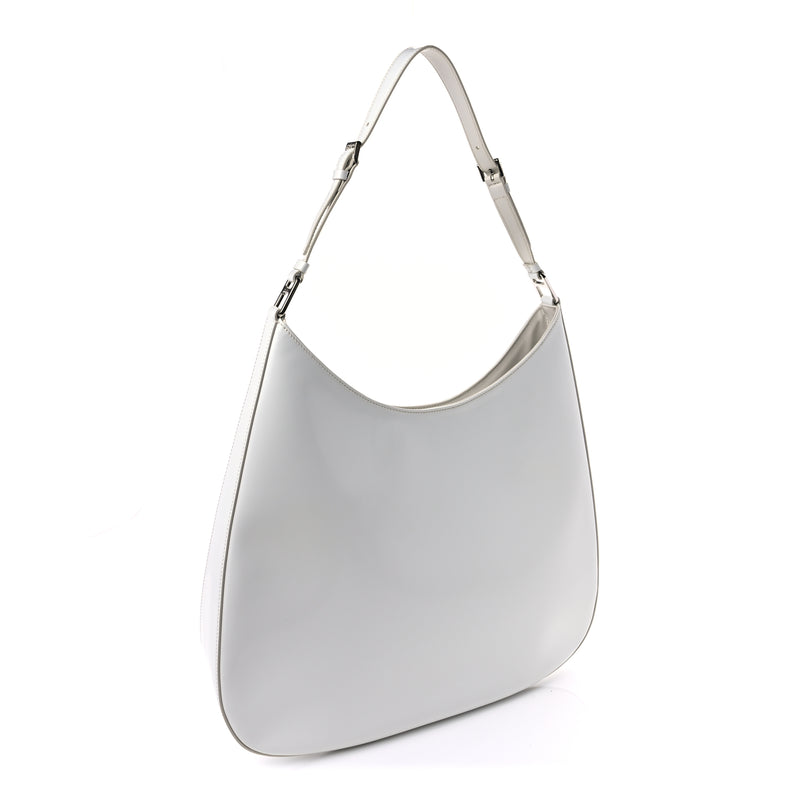  Prada Spazzolato Maxi Cleo Adjustable Strap Shoulder Bag White