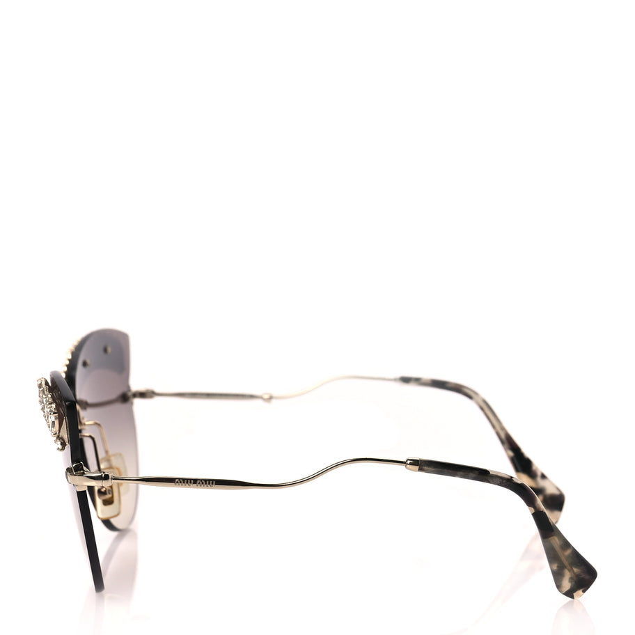 Miu Miu Metal Crystal Cat Eye Sunglasses SMU58T Gold Grey Image 3