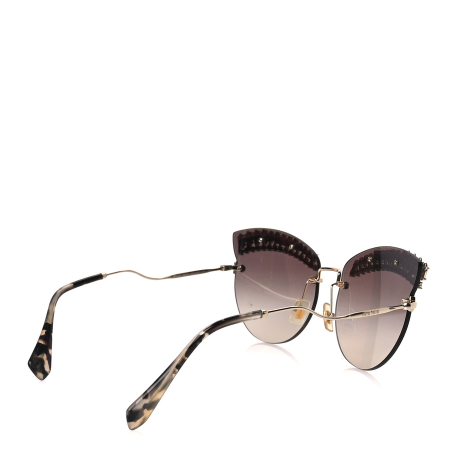Miu Miu Metal Crystal Cat Eye Sunglasses SMU58T Gold Grey Image 5