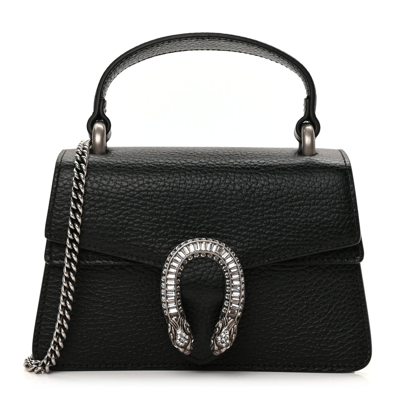  Gucci Dollar Calfskin Crystal Mini Dionysus Top Handle Bag Black Crystal