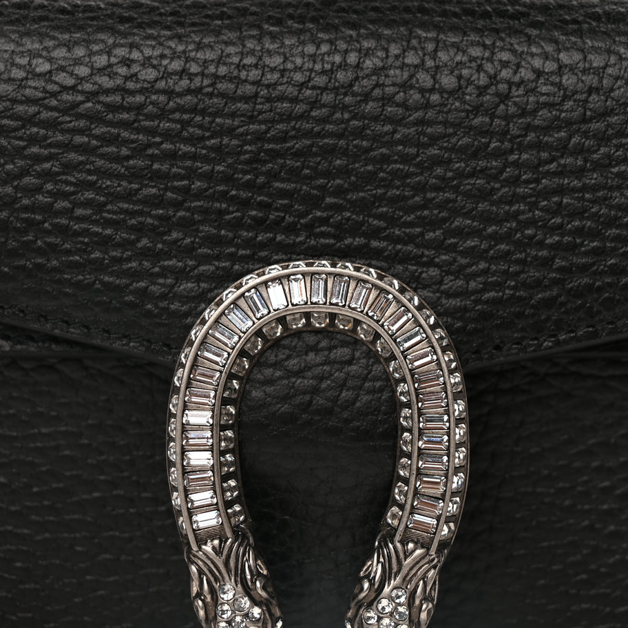 Gucci Dollar Calfskin Crystal Mini Dionysus Top Handle Bag Black Crystal Image 6