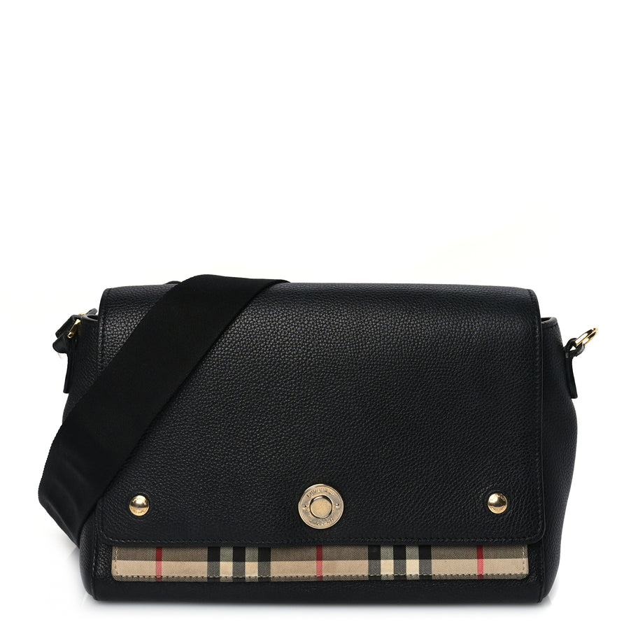 Burberry Grainy Calfskin Vintage Check Note Crossbody Bag Black Image 1