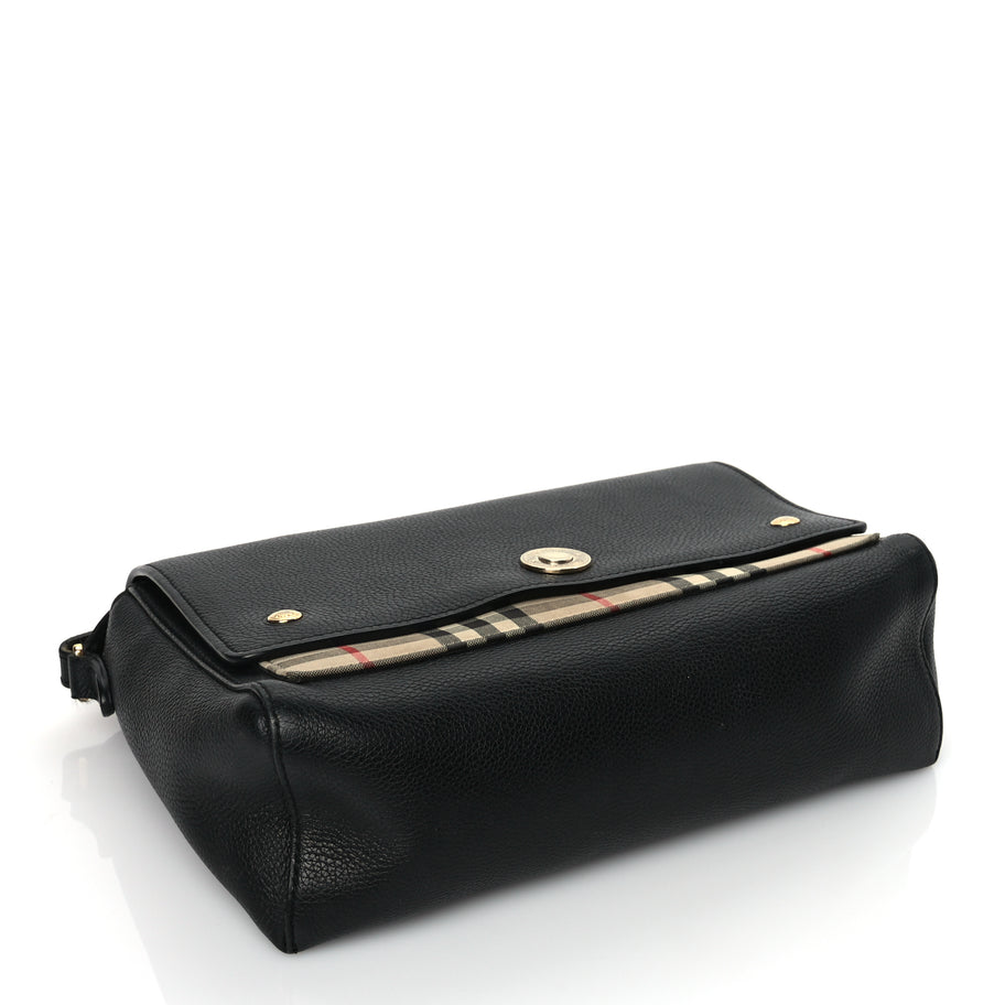 Burberry Grainy Calfskin Vintage Check Note Crossbody Bag Black Image 3