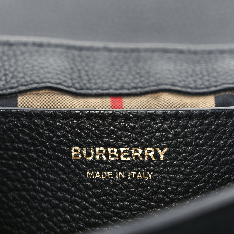 Burberry Grainy Calfskin Vintage Check Note Crossbody Bag Black Image 5