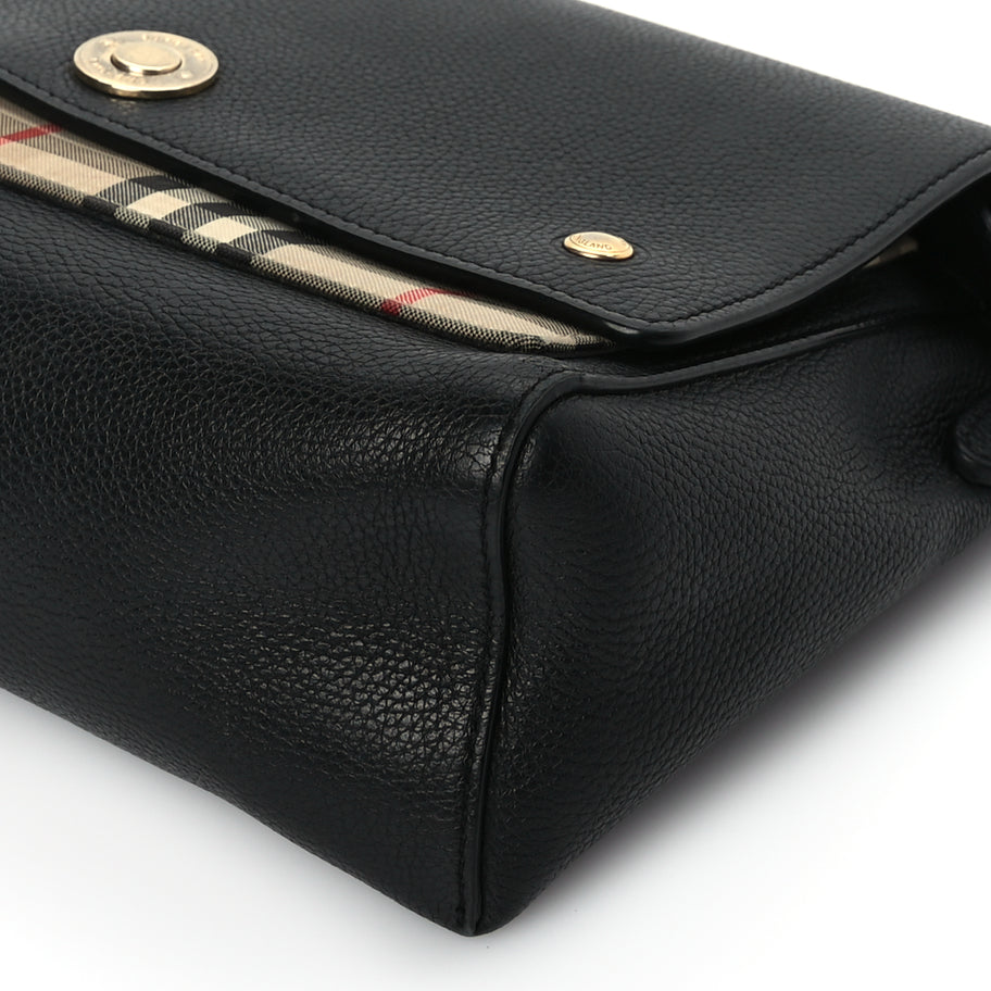 Burberry Grainy Calfskin Vintage Check Note Crossbody Bag Black Image 8