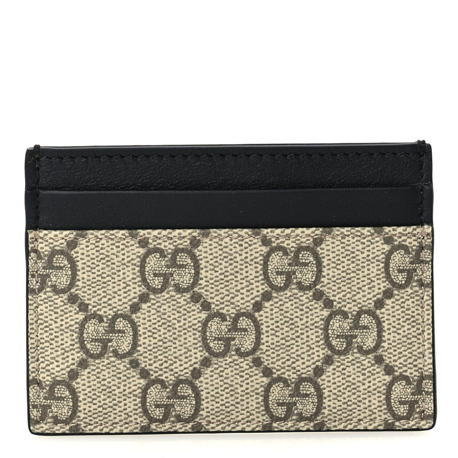 Gucci GG Supreme Monogram Calfskin Card Holder Beige Black Image 1