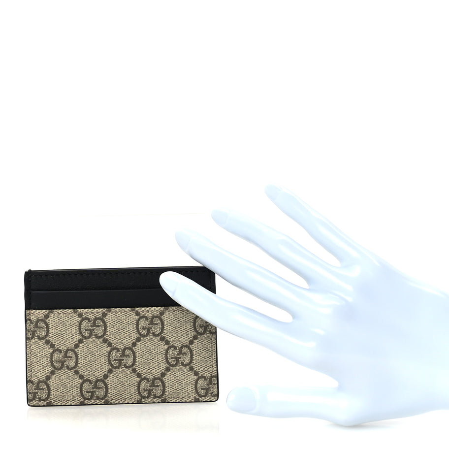 Gucci GG Supreme Monogram Calfskin Card Holder Beige Black Image 2