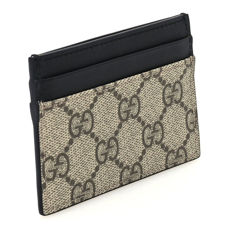 Gucci GG Supreme Monogram Calfskin Card Holder Beige Black Image 3