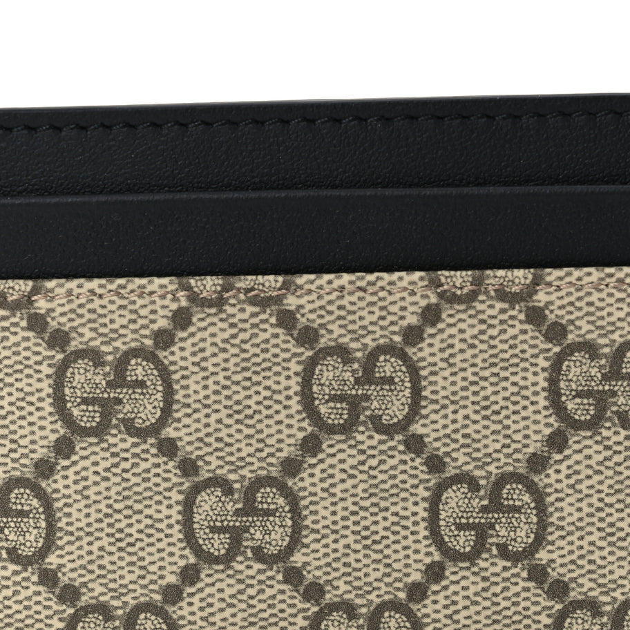 Gucci GG Supreme Monogram Calfskin Card Holder Beige Black Image 5