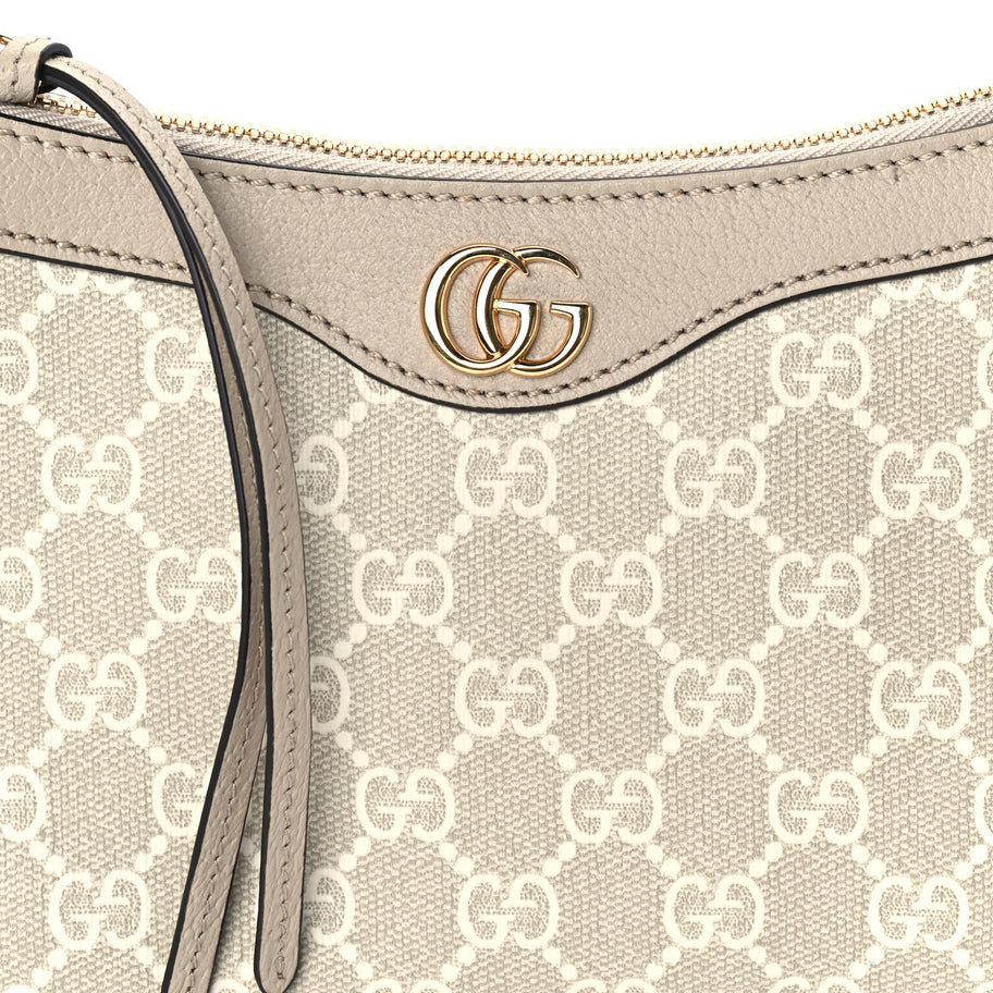 Gucci GG Supreme Monogram Textured Dollar Calfskin Small Ophidia Hobo  Beige/Mystic White/Oatmeal Image 6