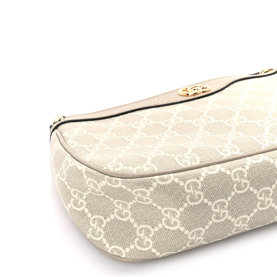 Gucci GG Supreme Monogram Textured Dollar Calfskin Small Ophidia Hobo  Beige/Mystic White/Oatmeal Image 7