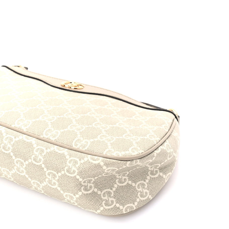 Gucci GG Supreme Monogram Textured Dollar Calfskin Small Ophidia Hobo  Beige/Mystic White/Oatmeal Image 8