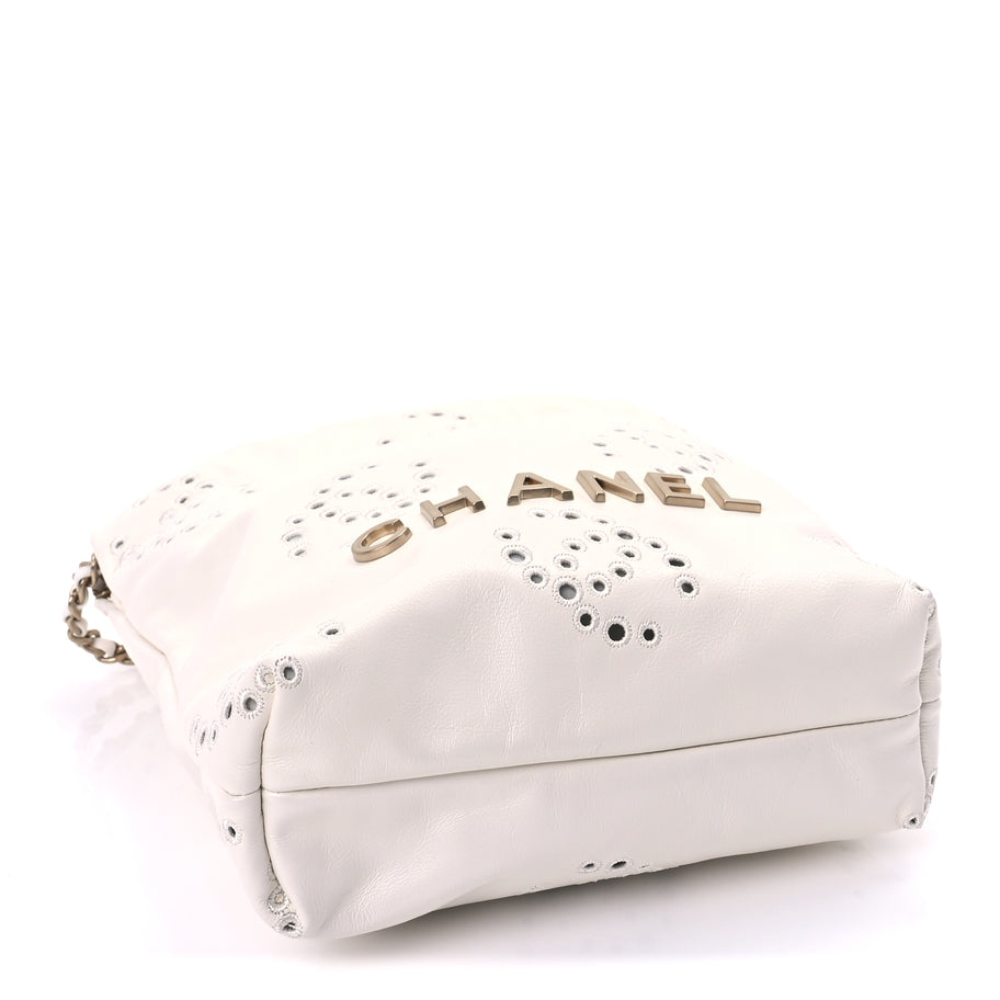 Chanel Shiny Calfskin Eyelet Mini Chanel 22  White Image 3