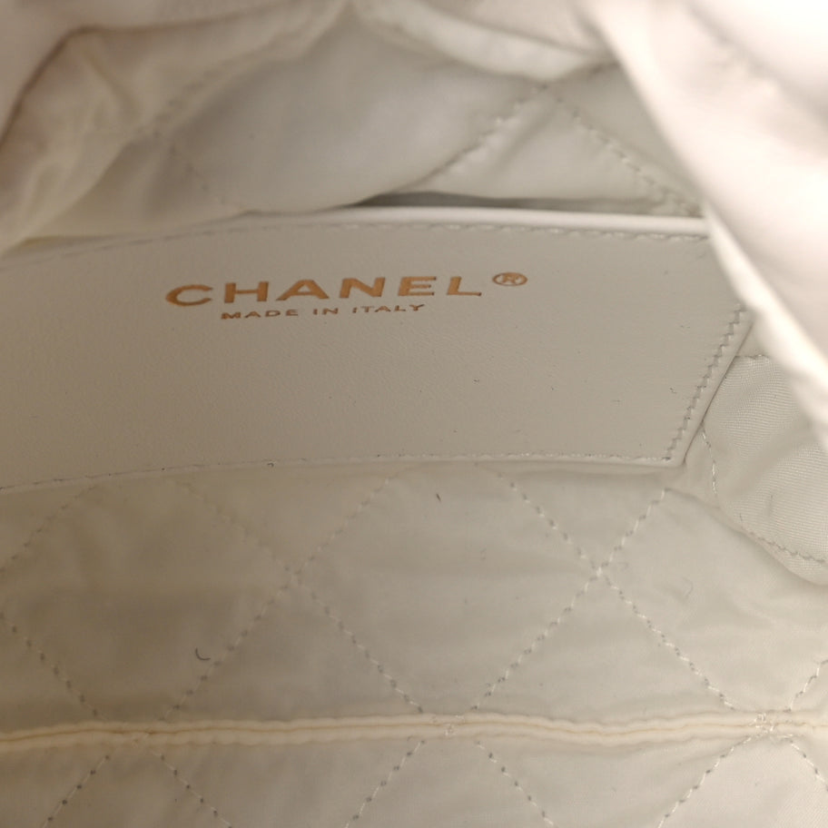 Chanel Shiny Calfskin Eyelet Mini Chanel 22  White Image 4