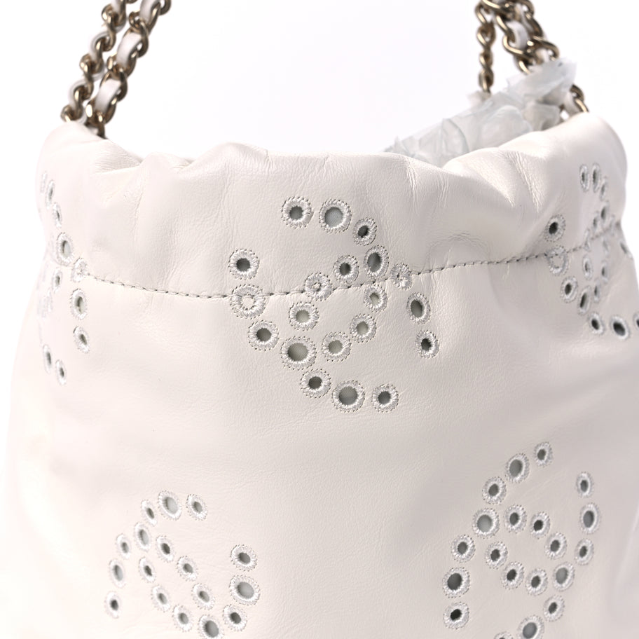 Chanel Shiny Calfskin Eyelet Mini Chanel 22  White Image 6