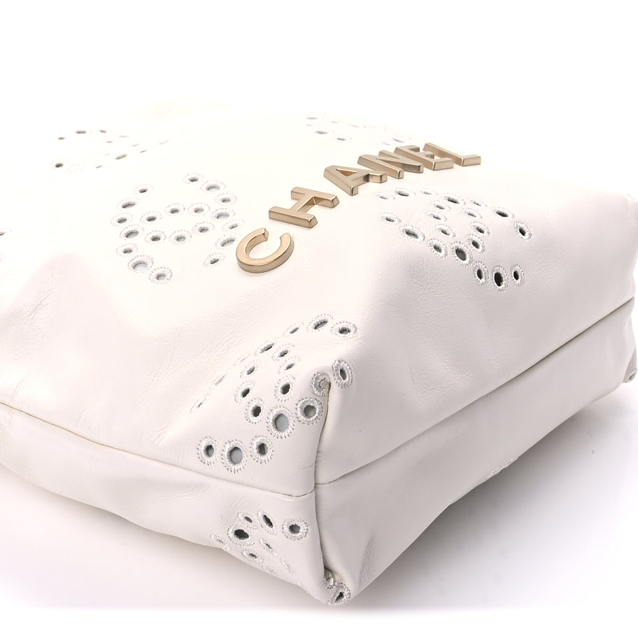 Chanel Shiny Calfskin Eyelet Mini Chanel 22  White Image 8
