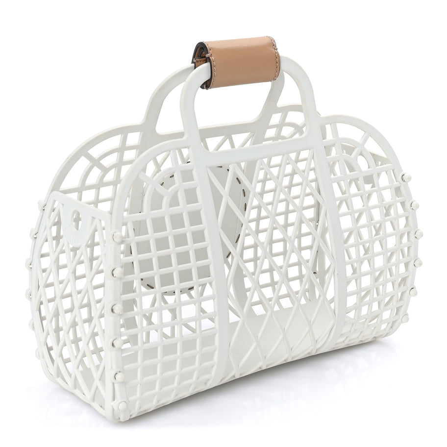 Fendi Recycled Plastic Vitello Liberty Matte Small Fendi Basket  White Ice Miele Scuro Image 2