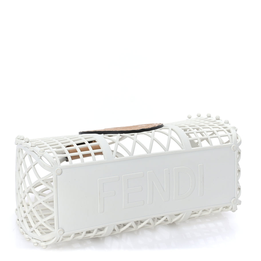 Fendi Recycled Plastic Vitello Liberty Matte Small Fendi Basket  White Ice Miele Scuro Image 3