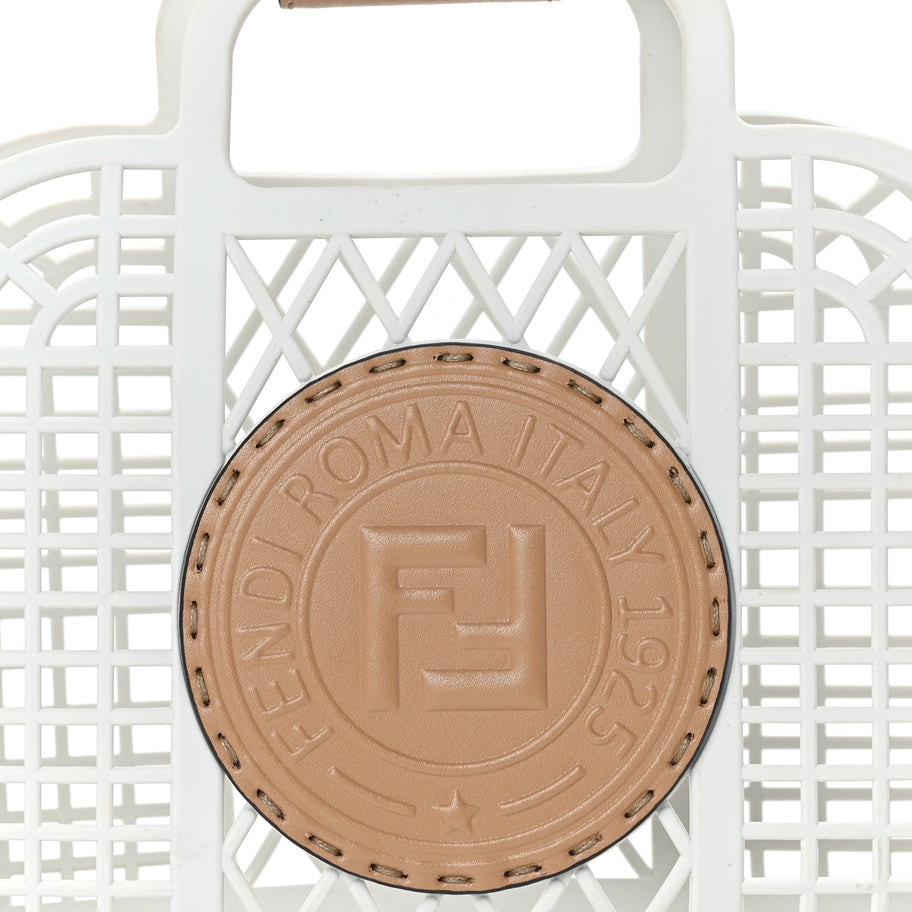 Fendi Recycled Plastic Vitello Liberty Matte Small Fendi Basket  White Ice Miele Scuro Image 6