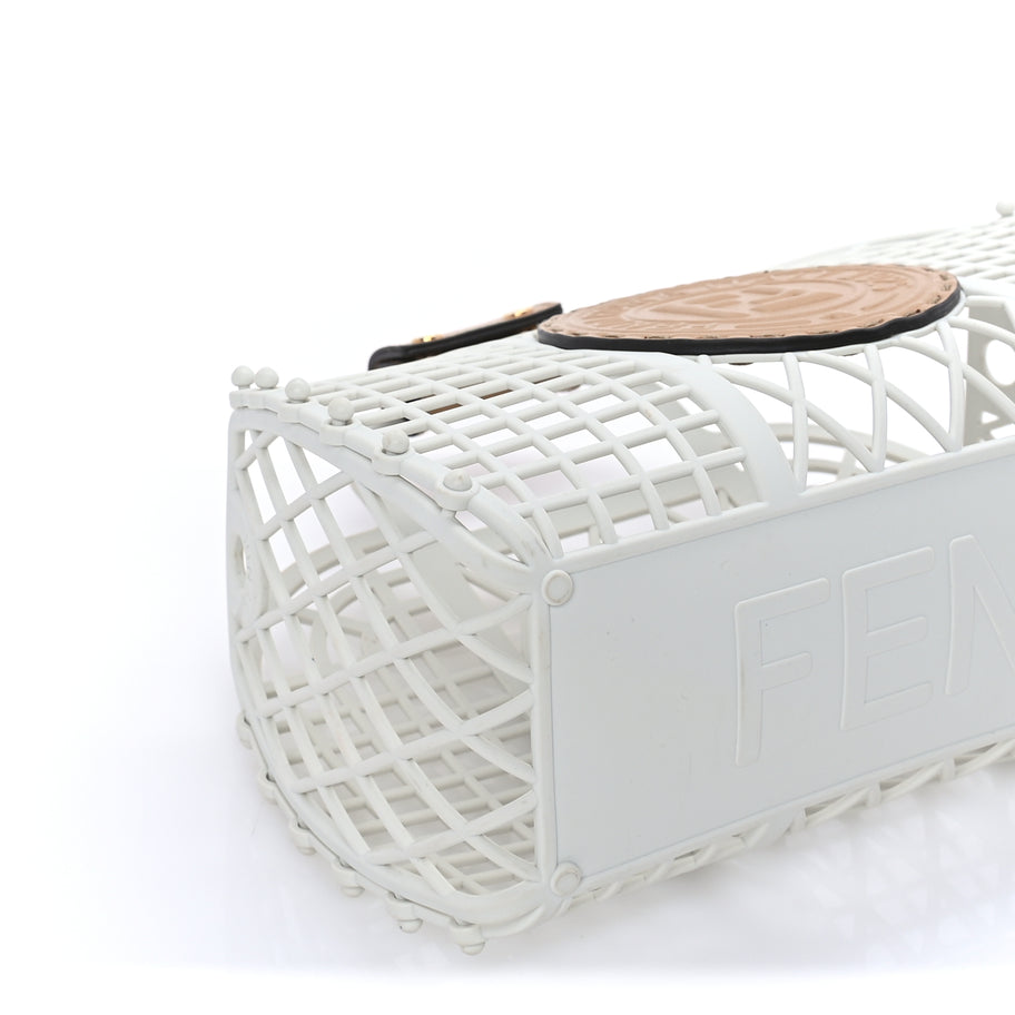Fendi Recycled Plastic Vitello Liberty Matte Small Fendi Basket  White Ice Miele Scuro Image 7