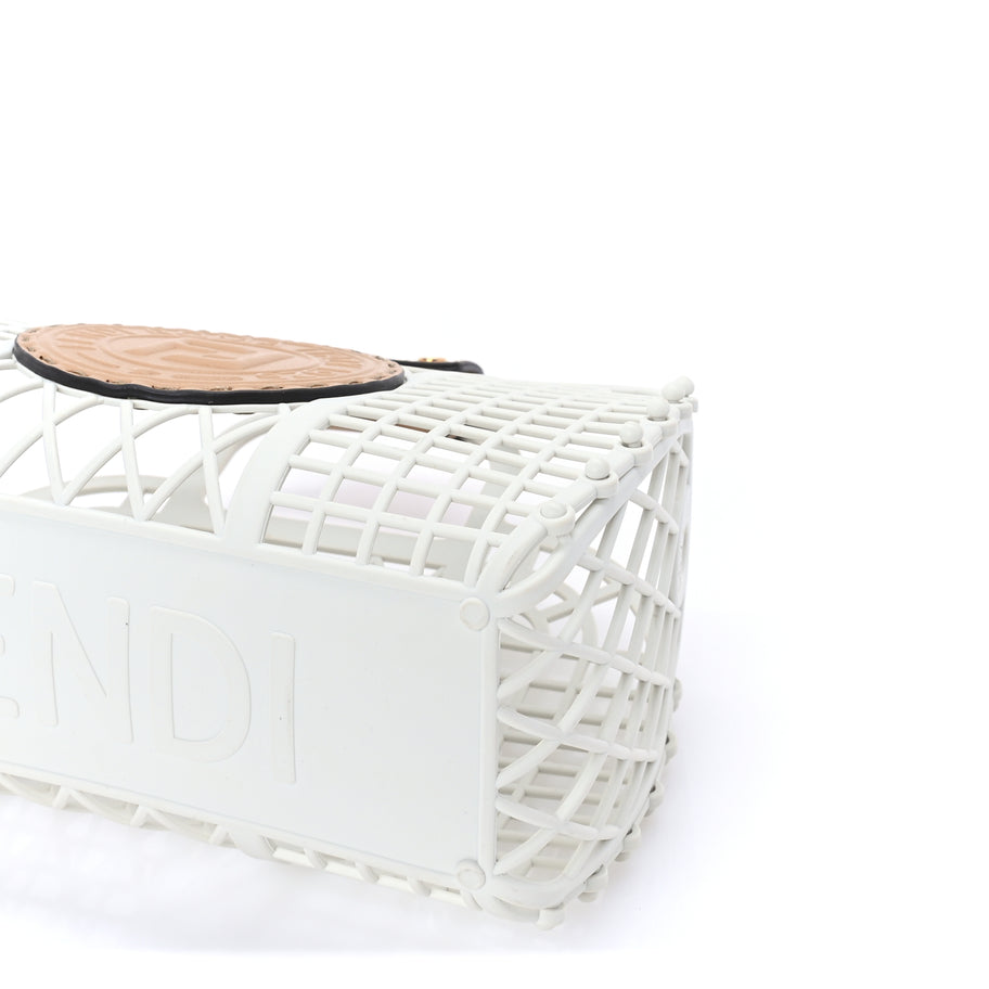 Fendi Recycled Plastic Vitello Liberty Matte Small Fendi Basket  White Ice Miele Scuro Image 8