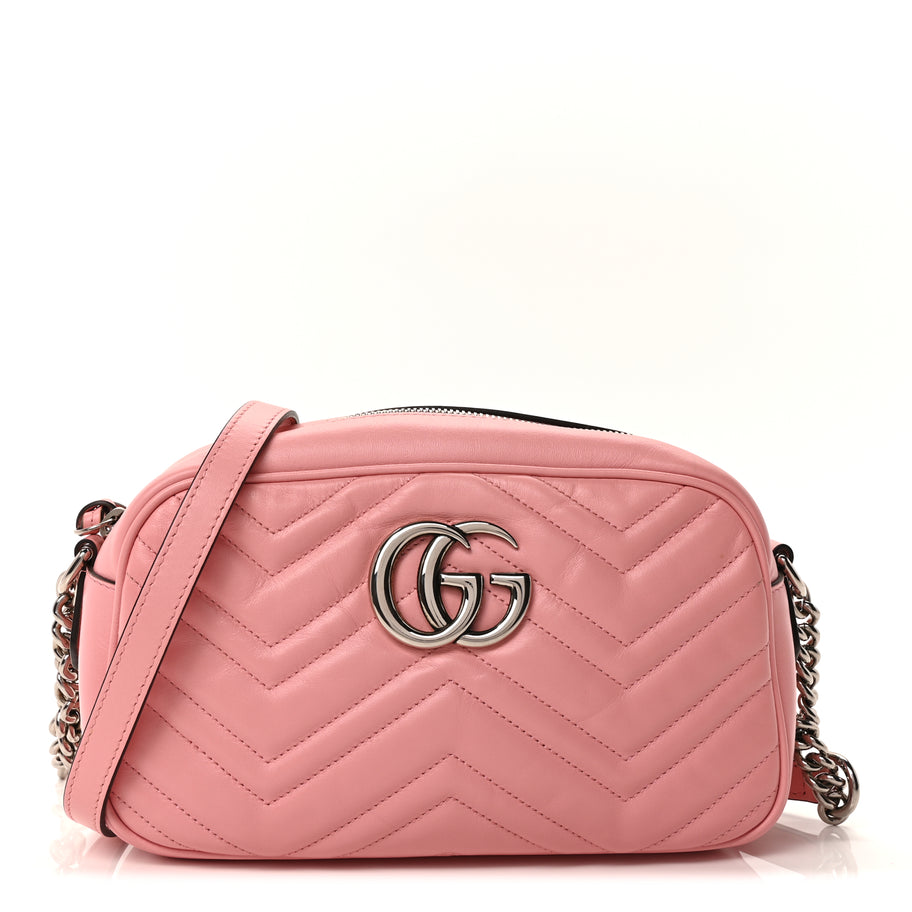 Gucci Calfskin Matelasse Small GG Marmont Chain Shoulder Bag Wild Rose Image 1