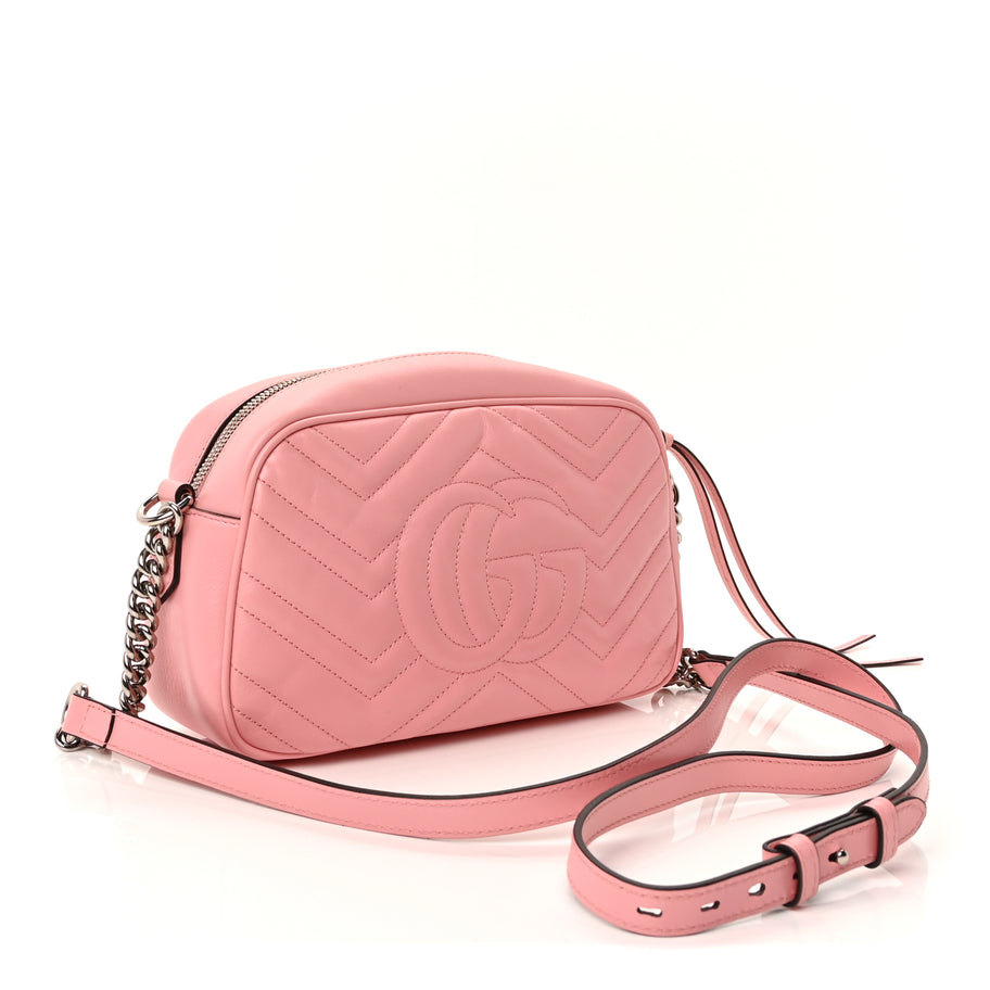 Gucci Calfskin Matelasse Small GG Marmont Chain Shoulder Bag Wild Rose Image 2