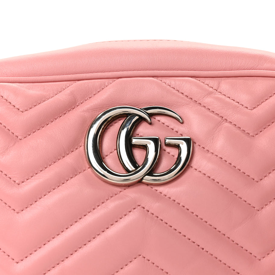 Gucci Calfskin Matelasse Small GG Marmont Chain Shoulder Bag Wild Rose Image 6