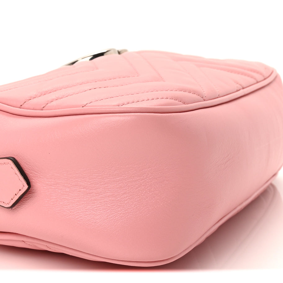 Gucci Calfskin Matelasse Small GG Marmont Chain Shoulder Bag Wild Rose Image 8