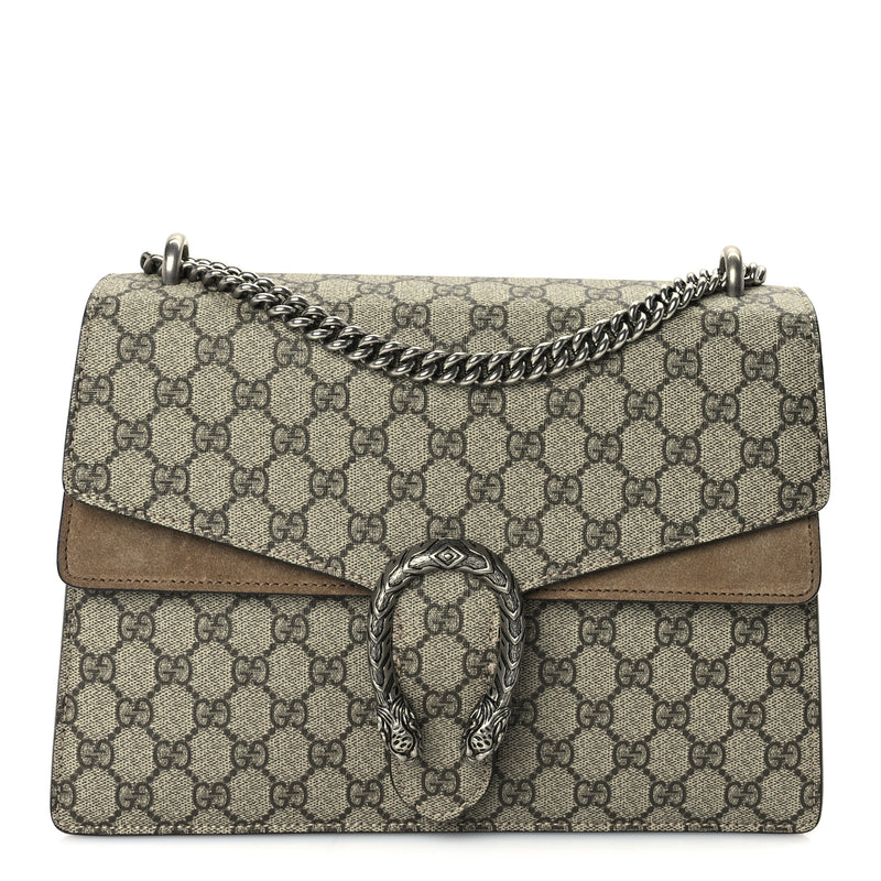  Gucci GG Supreme Monogram Medium Dionysus Shoulder Bag Taupe