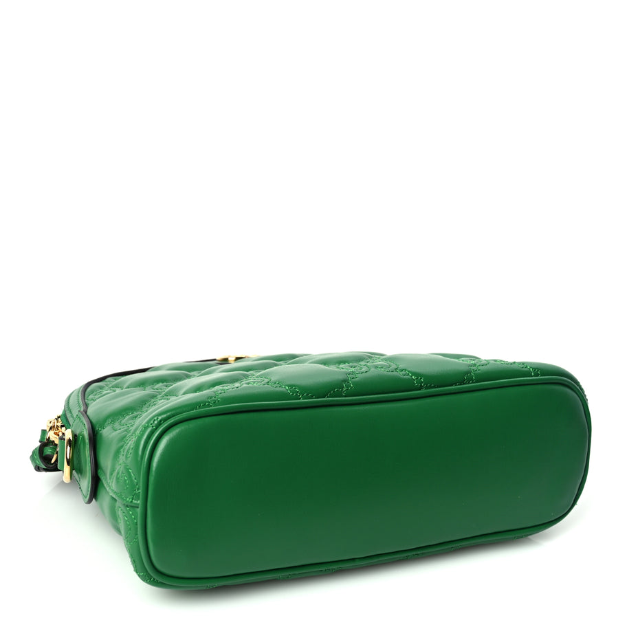 Gucci Calfskin GG Matelasse Small Dome Shoulder Bag Green Natural Image 3