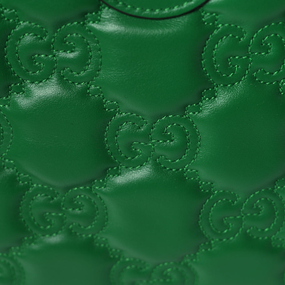 Gucci Calfskin GG Matelasse Small Dome Shoulder Bag Green Natural Image 6